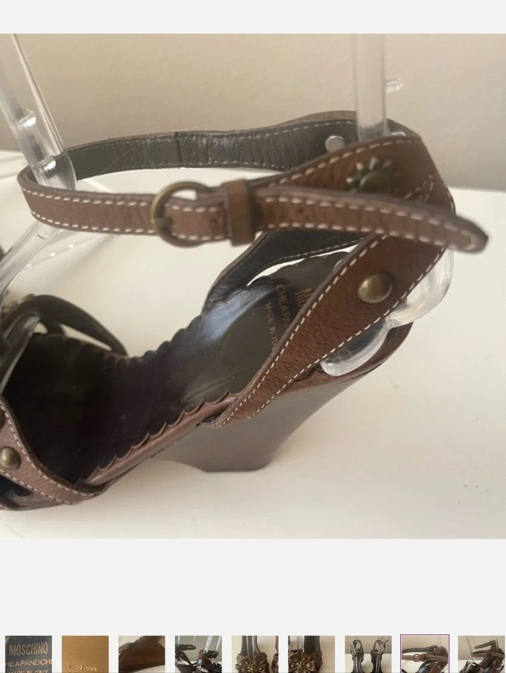MOSCHINO wedge heel sandals brown